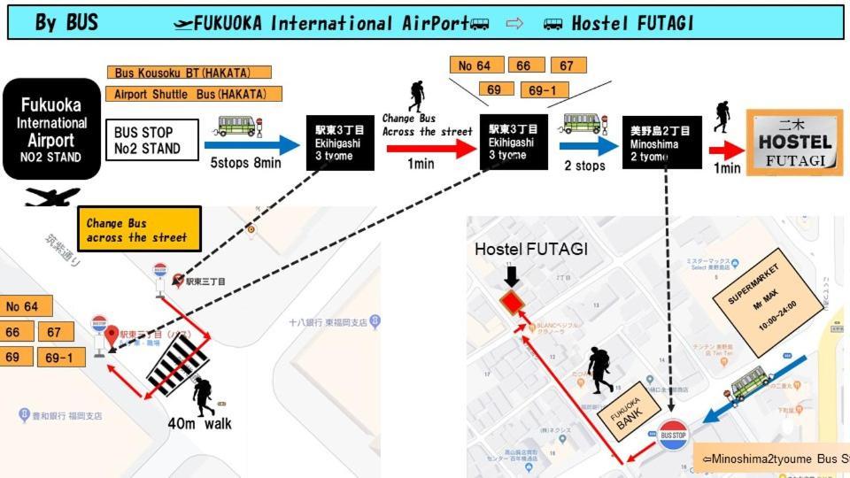 ホステル二木 Hostel Futagi ゲストハウス Fukuoka Kültér fotó